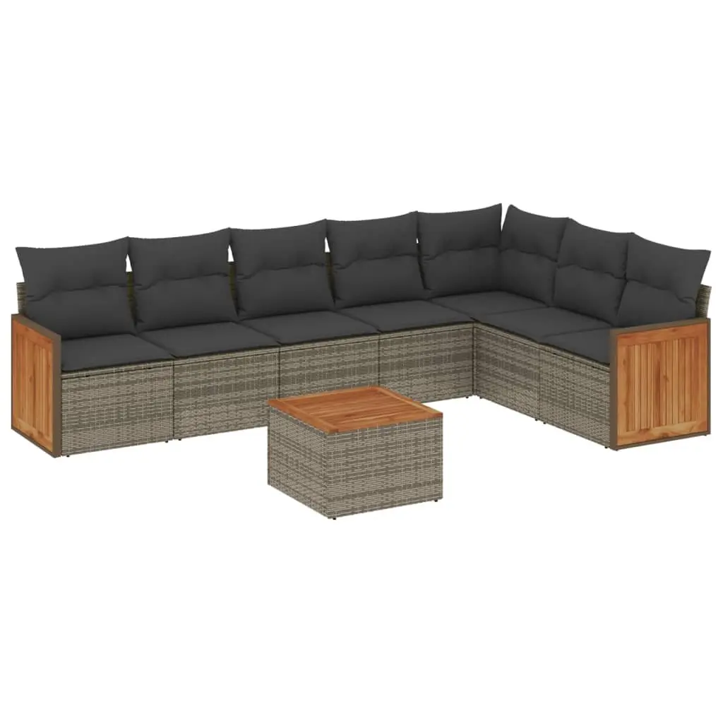 Garden Sofa Set PE Rattan 8 Piece Outdoor Furniture Grey with Cushions