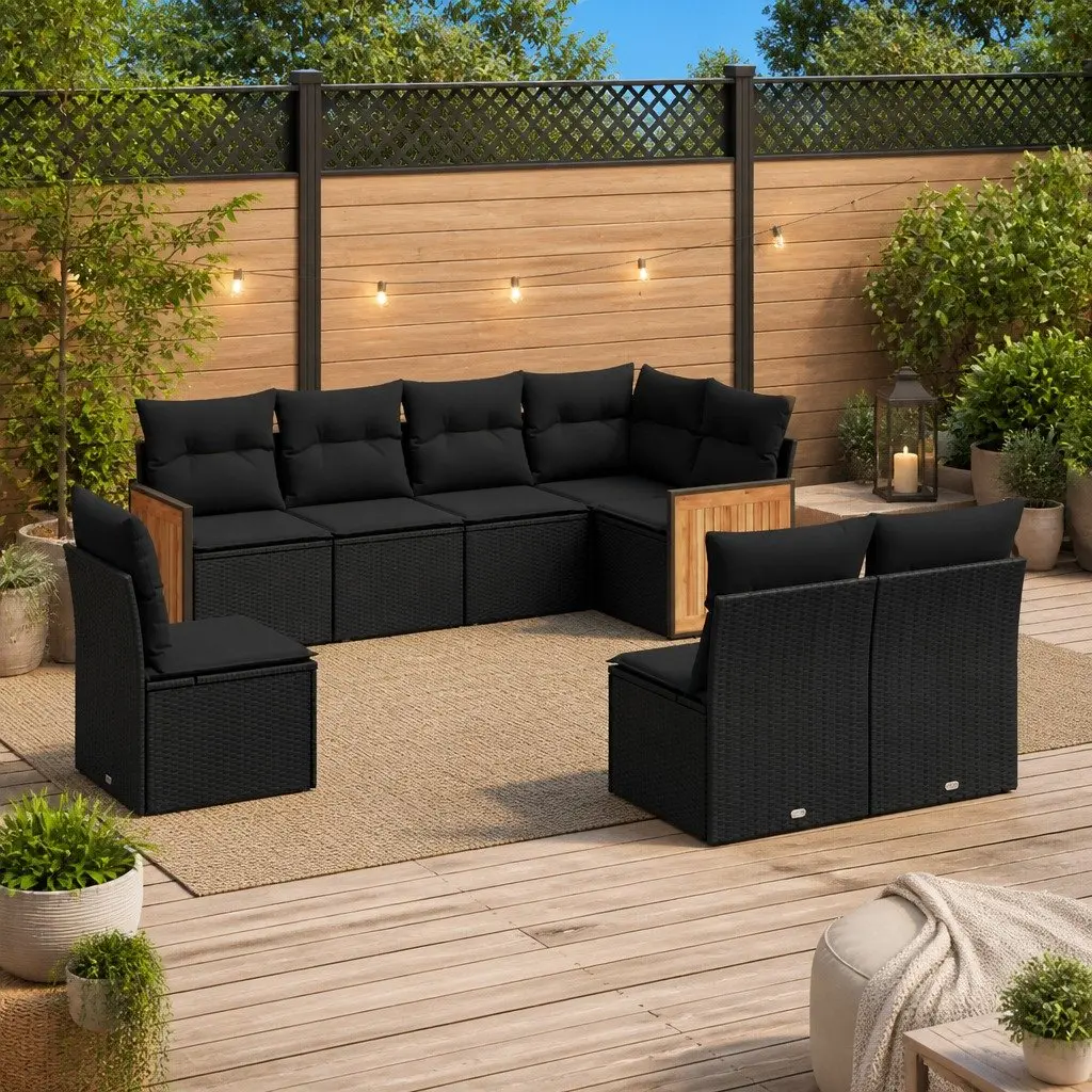 8-Piece Modular Outdoor Sofa Set in Black