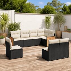 High-Quality 8 Piece Black Outdoor Garden Sofa Set