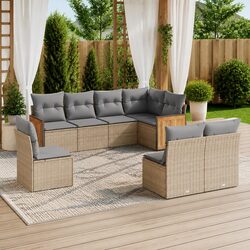 Beige 8-Piece Modular Patio Sofa Set with Cushions