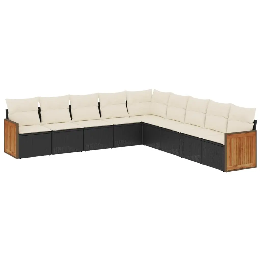 Garden Sofa Set 9 Piece Outdoor Furniture Patio Lounge with Cushions Black