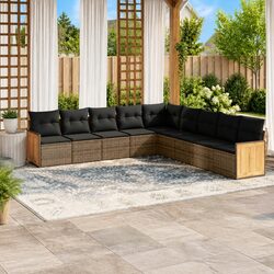 Modular 9 Piece Garden Sofa Set in Grey Poly Rattan