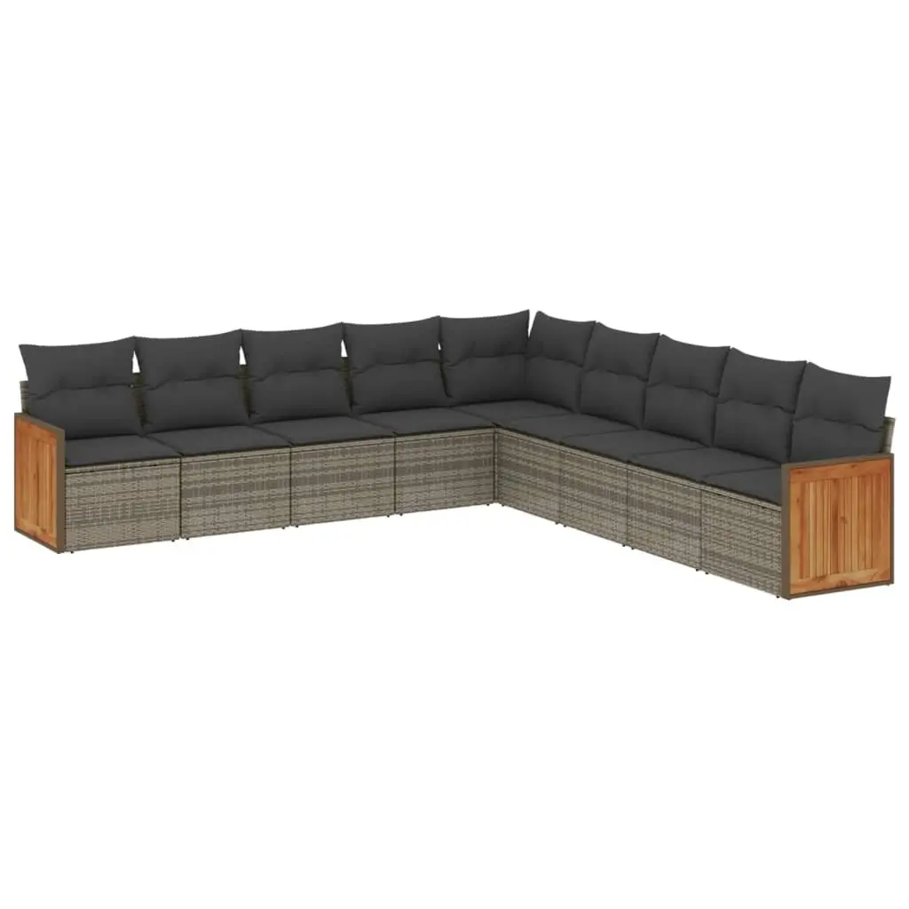 Modular 9 Piece Garden Sofa Set in Grey Poly Rattan