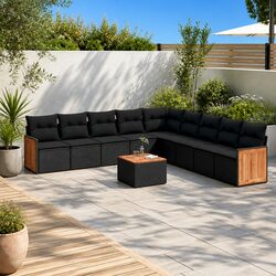 Premium Garden Sofa Set 10 Piece Outdoor Furniture Black
