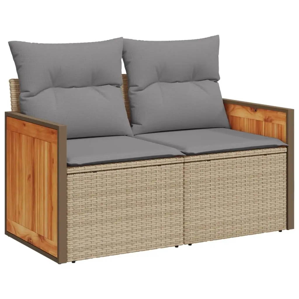 Beige Modular 10-Piece Garden Sofa Set with Cushions