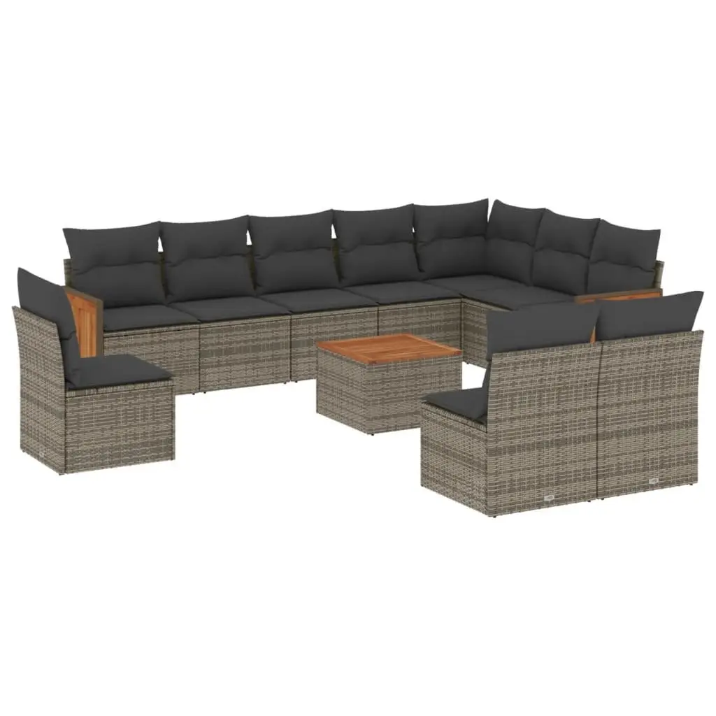 Garden Sofa Set PE Poly Rattan 11 Piece Modular Outdoor Furniture Grey