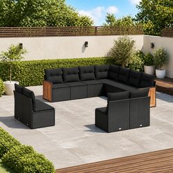 Durable 11 Piece Outdoor Garden Sofa Set in Black
