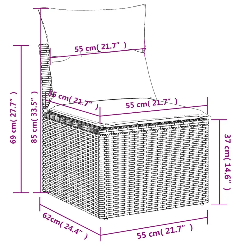 11 Piece Outdoor Garden Sofa Set in Black