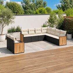 Durable 9 Piece Garden Sofa Set with Cushions for Outdoors