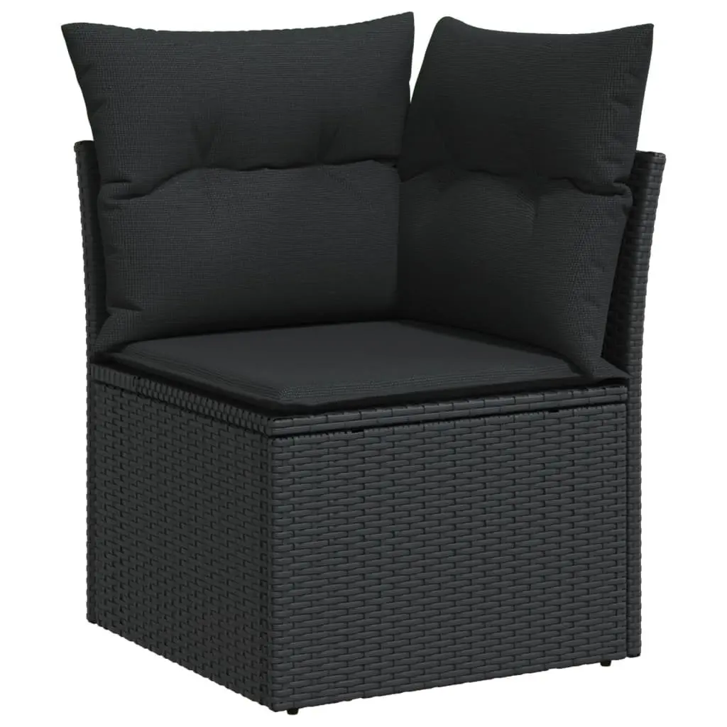 10 Piece Black Poly Rattan Garden Sofa Set