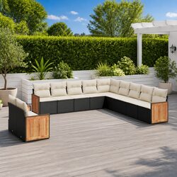 Premium 11 Piece Outdoor Garden Sofa Set in Black