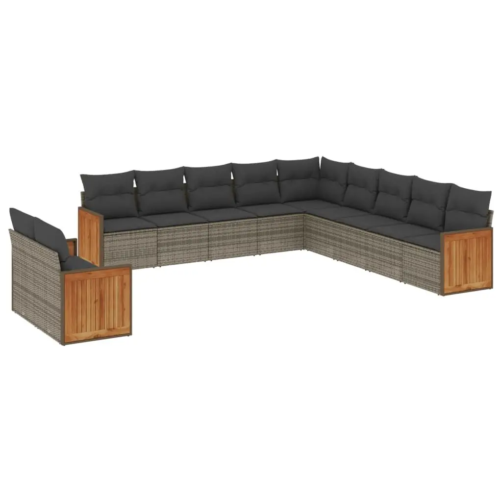 Modular 11-Piece Garden Sofa Set with Grey Cushions