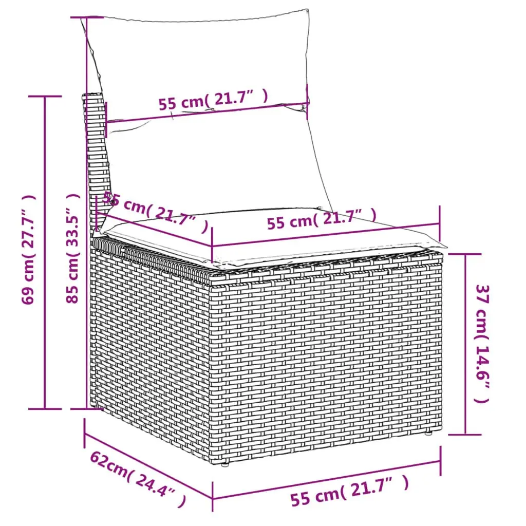 Modular 11-Piece Garden Sofa Set with Grey Cushions