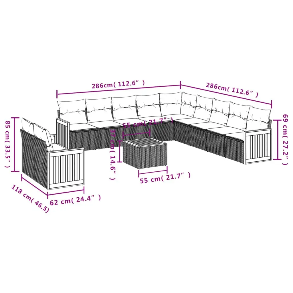 12 Piece Garden Sofa Set for Outdoor Comfort