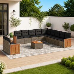 Premium 12 Piece Garden Sofa Set with Cushions in Grey
