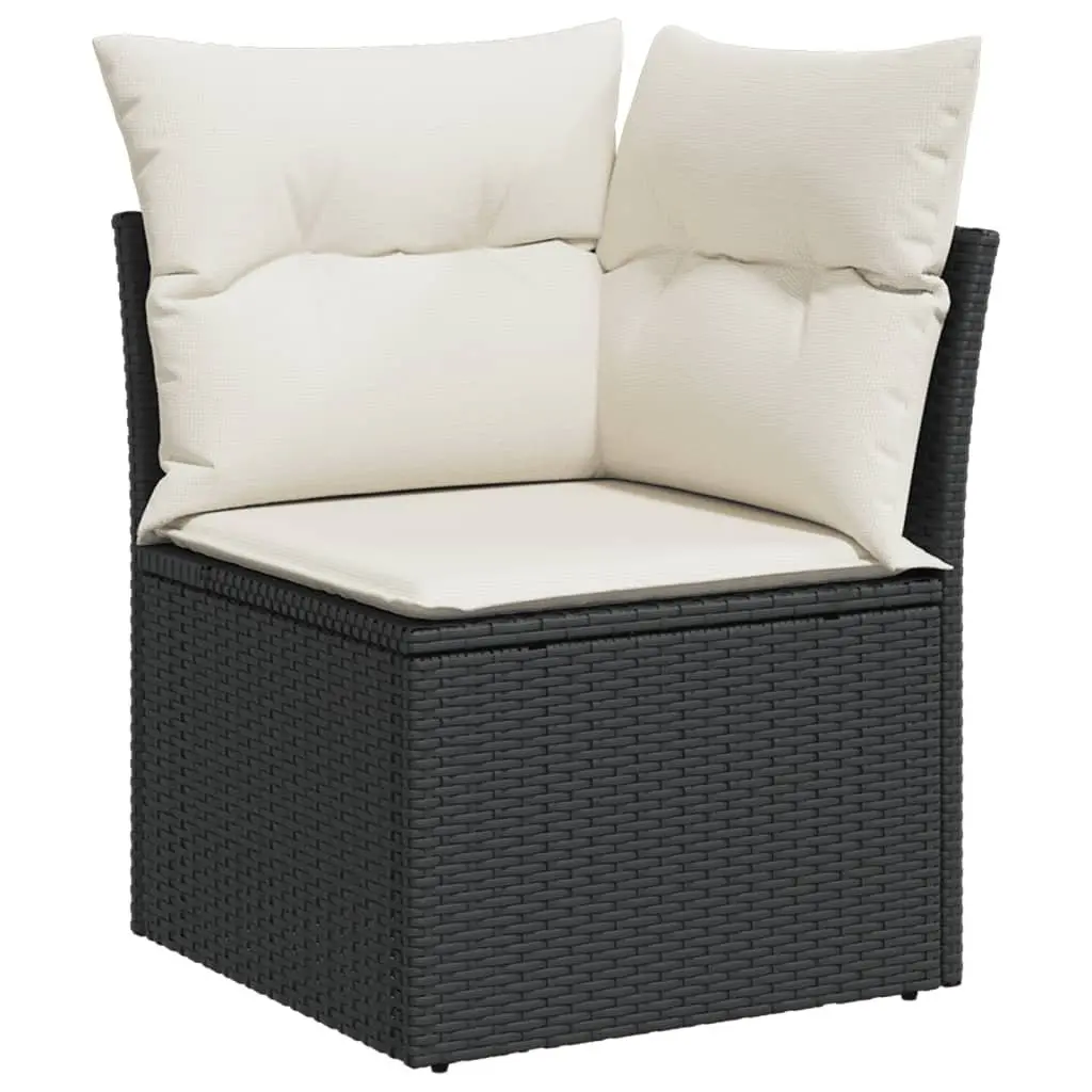 Modular 7-Piece Black Poly Rattan Garden Sofa Set