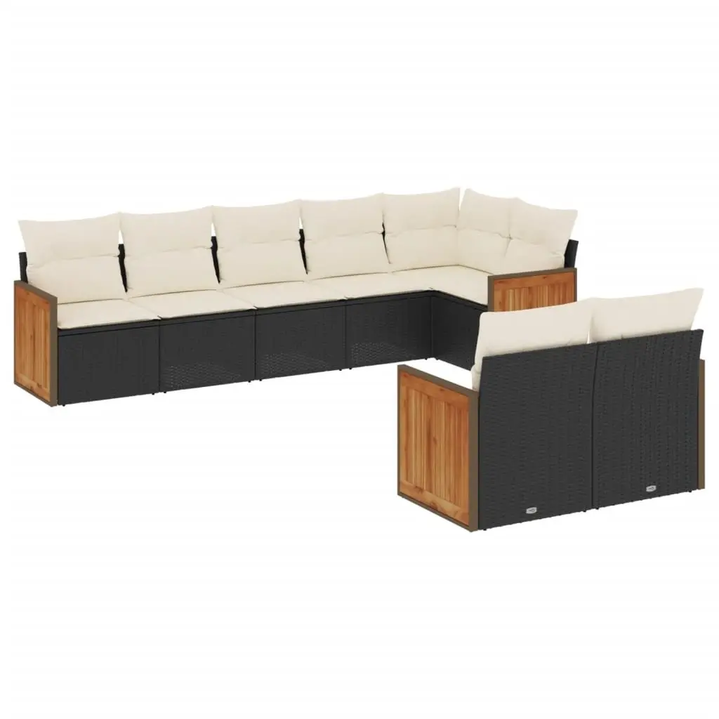 Garden Sofa Set PE Rattan 8 Piece Outdoor Furniture Cushioned Black