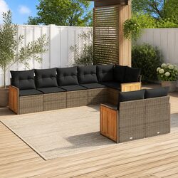 Sturdy 8-Piece Grey Outdoor Sofa Set with Cushions
