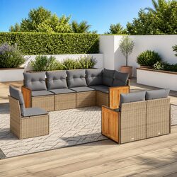 8 Piece Modular Outdoor Sofa Set with Beige Cushions