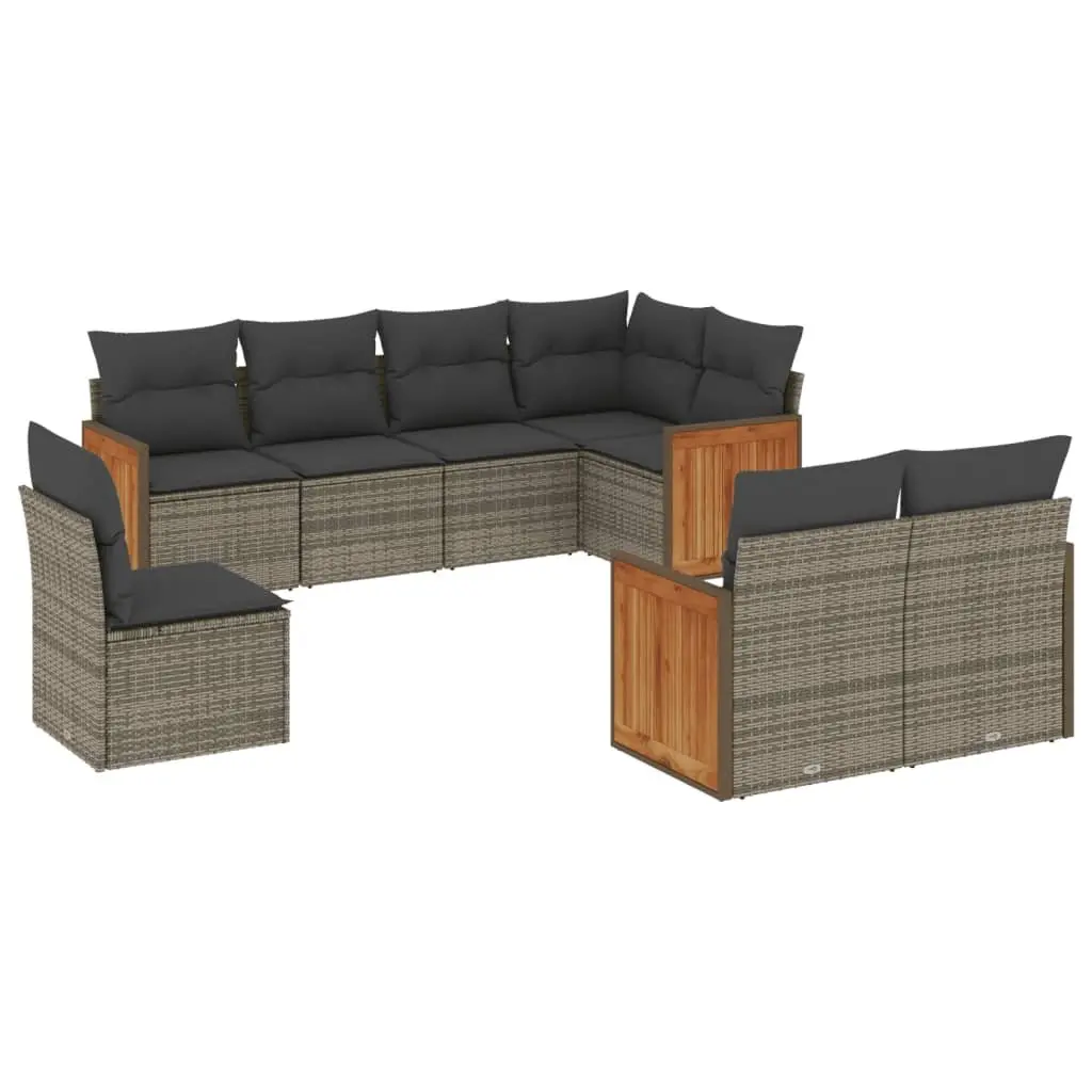 Garden Sofa Set PE Rattan 8 Piece Modular Outdoor Furniture Grey