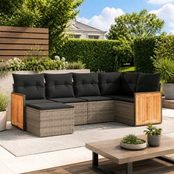 Modular Outdoor Garden Sofa Set with Grey Cushions