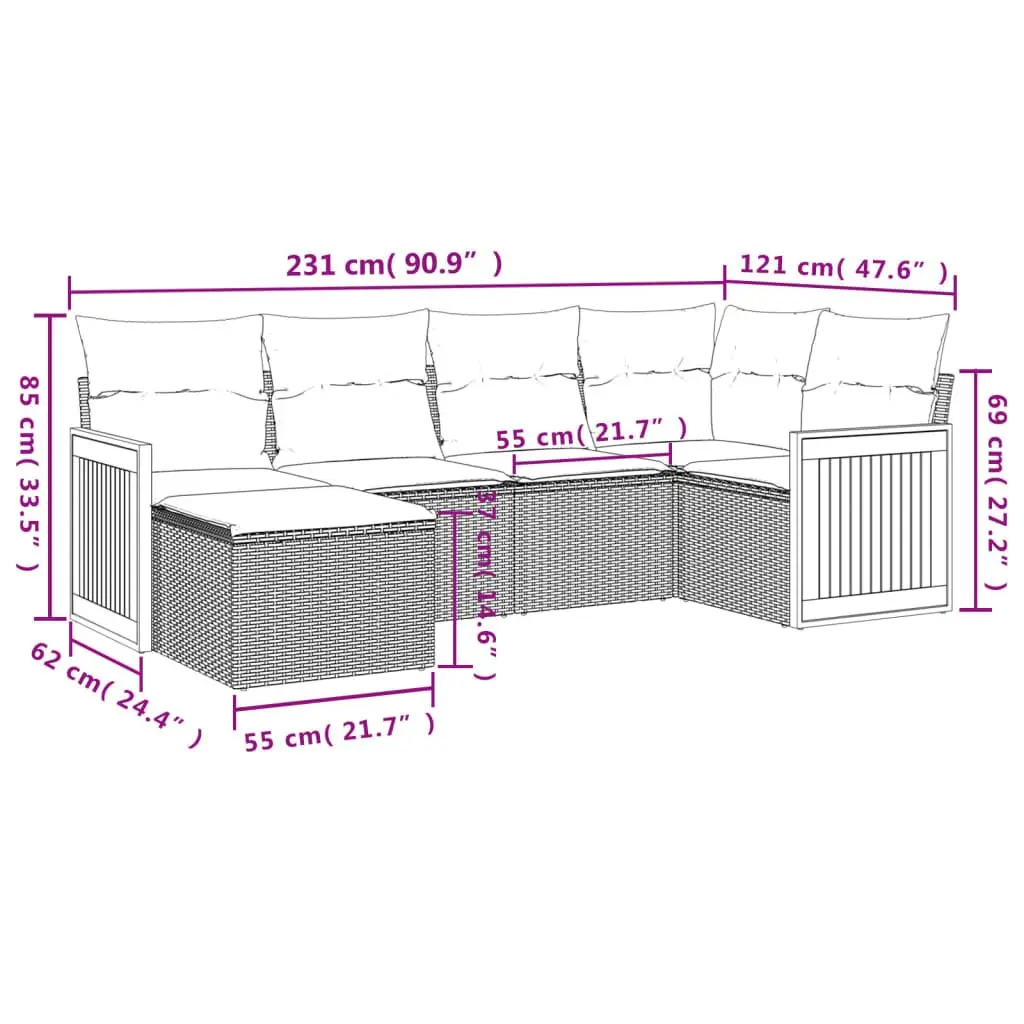 Modular Outdoor Garden Sofa Set with Grey Cushions