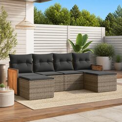 Durable 6-Piece Grey Outdoor Sofa Set with Cushions