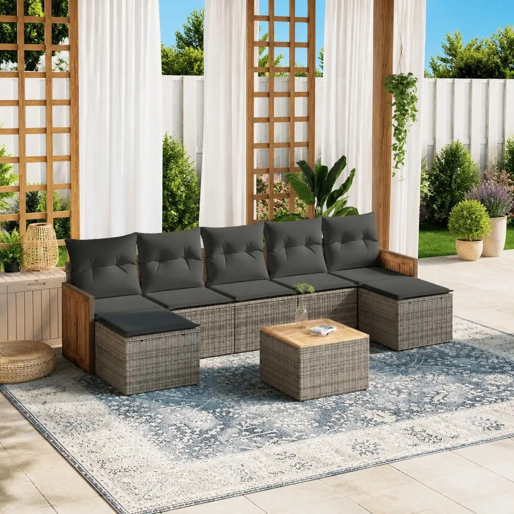 Garden Sofa Set PE Rattan Modular 8 Piece Outdoor Furniture Grey