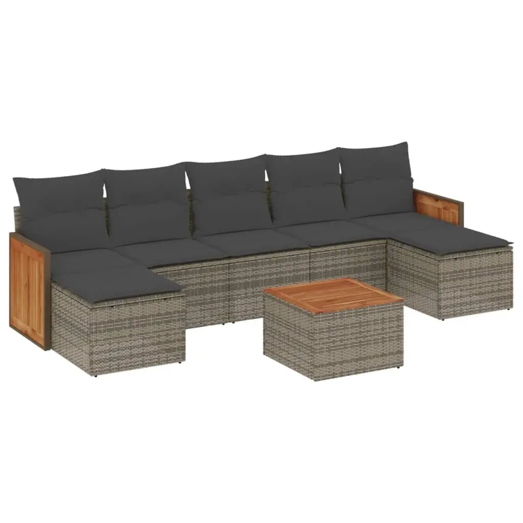 Garden Sofa Set PE Rattan Modular 8 Piece Outdoor Furniture Grey