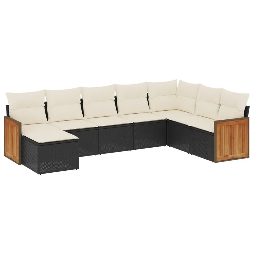 Garden Sofa Set PE Rattan 8 Piece Outdoor Furniture Modular Black Cushions