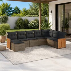 8 Piece Outdoor Modular Garden Sofa Set in Grey Rattan