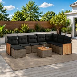 Premium 9 Piece Modular Garden Sofa Set in Grey