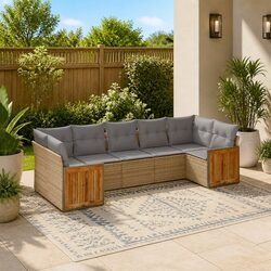 Beige 7 Piece Modular Garden Sofa Set for Outdoor Spaces