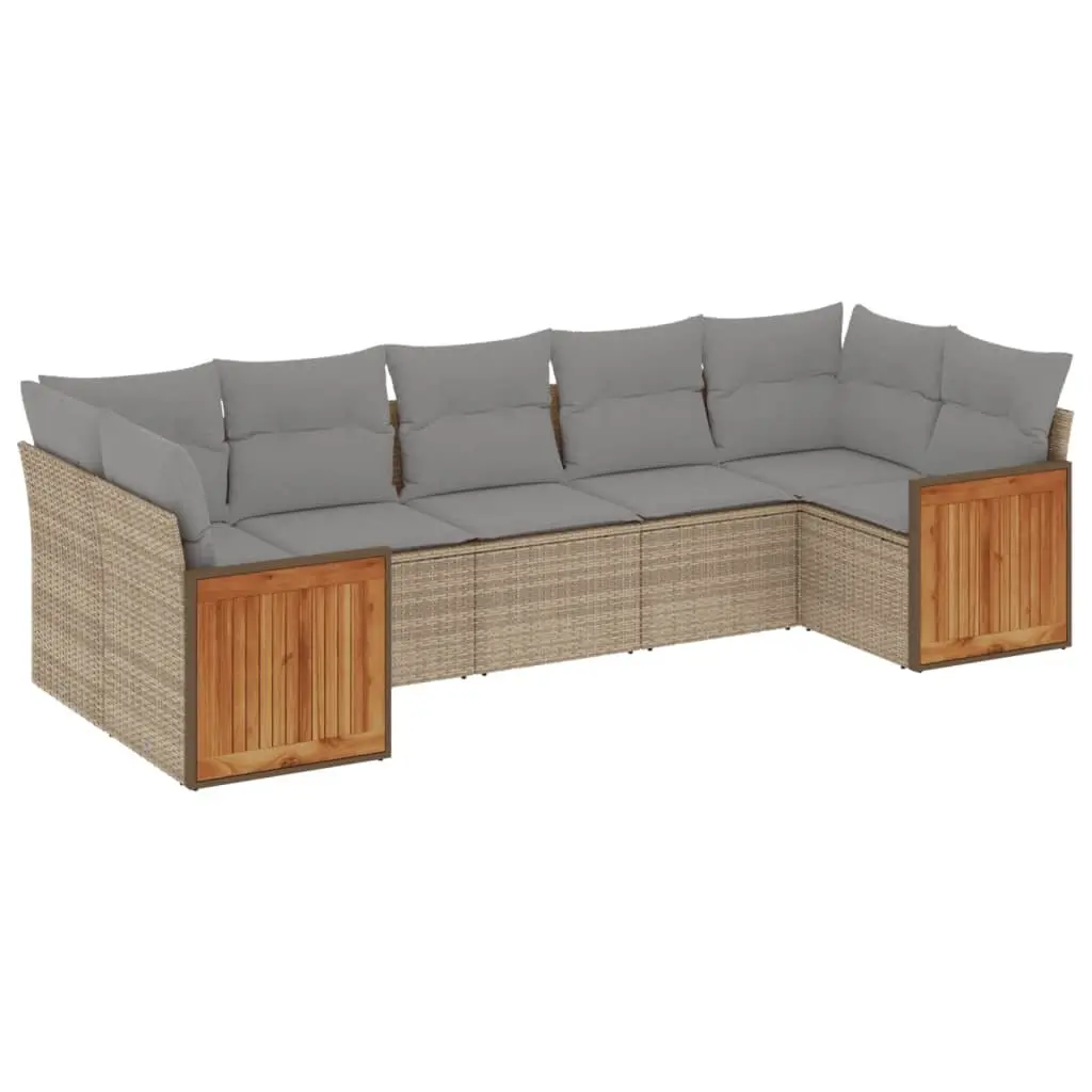 Beige 7 Piece Modular Garden Sofa Set for Outdoor Spaces