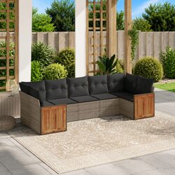 7 Piece Grey Outdoor Garden Sofa Set with Cushions