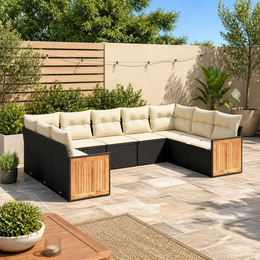 9-Piece Modular Garden Sofa Set with Cushions