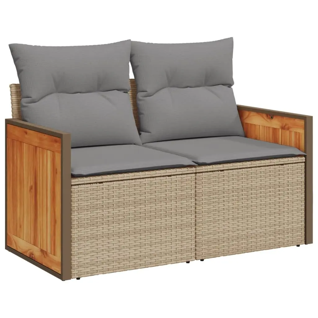 10 Piece Garden Sofa Set with Beige Cushions