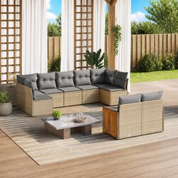 High-Quality 9 Piece Modular Garden Sofa Set in Beige