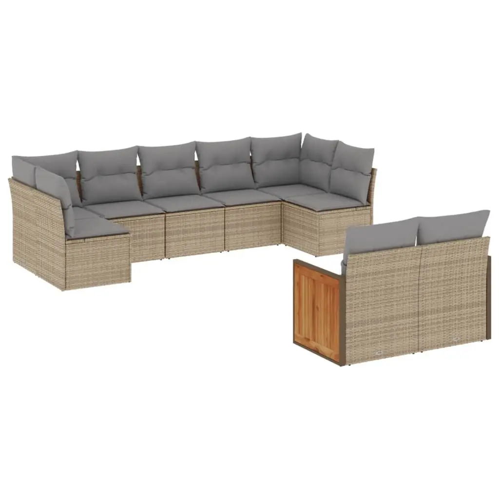 9 Piece Modular Garden Sofa Set in Beige