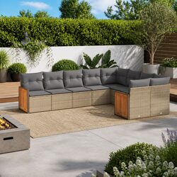Durable 9 Piece Modular Garden Sofa Set with Cushions