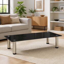 Modern Black Tempered Glass TV Stand for Living Rooms