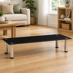Durable Black Tempered Glass TV Stand for Modern Homes