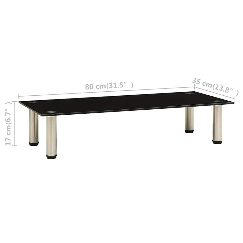 TV Stand Tempered Glass 80 x 35 x 17 cm Black
