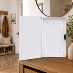 Stylish White Key Box with Magnetic Board for Home Office