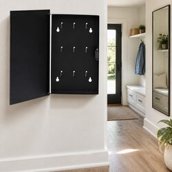 Key Box with Magnetic Board Black Home Office Organizer Holder Cabinet 30x20x4cm