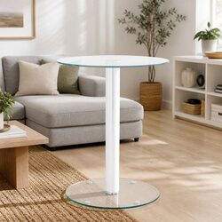 Coffee Table Transparent Tempered Glass Modern Living Room Accent Side Table