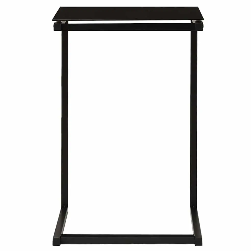 Black Tempered Glass Side Table with Steel Frame