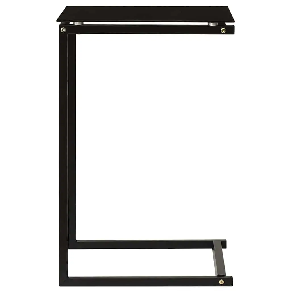 Black Tempered Glass Side Table with Steel Frame