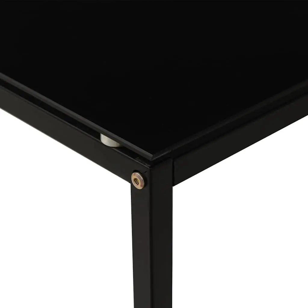 Black Tempered Glass Side Table with Steel Frame