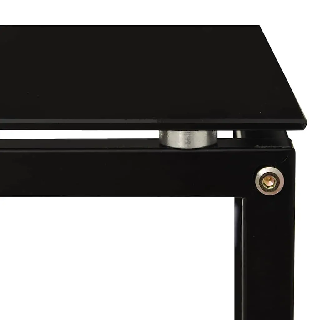 Black Tempered Glass Side Table with Steel Frame
